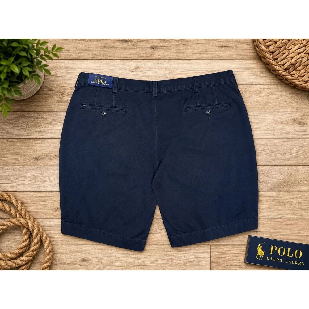New Polo Ralph Lauren Shorts Men's 40 Classic Fit Navy Blue 100% Cotton Chino